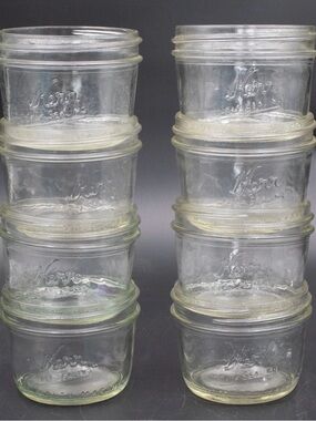 Vintage Kerr Half Pint Canning Mason Jars Wide Mouth Self-Sealing Lot of 8